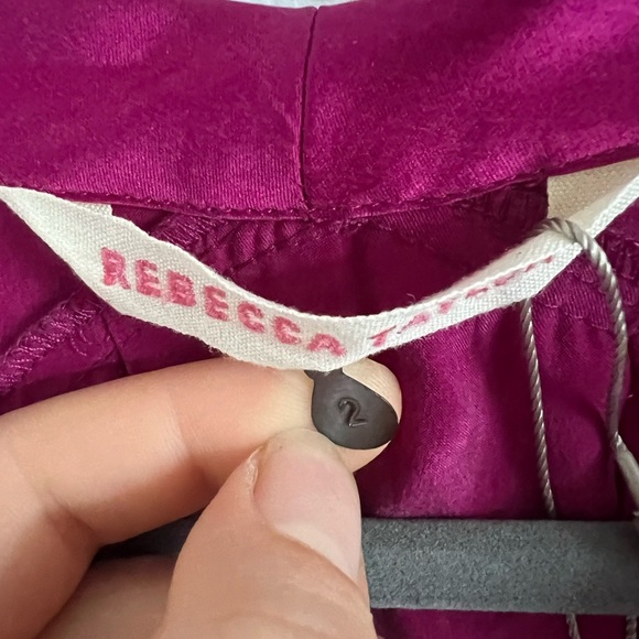 NWT Rebecca Taylor Silk Tie Front Magenta Blouse, size 2 - Picture 4 of 6